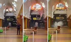Palermo, il video del tetto del centro commerciale Conca d'Oro che viene gi&ugrave; dopo essere stato divorato dalle fiamme