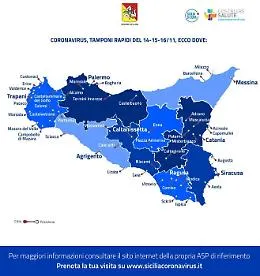 Covid, tamponi rapidi in 40 citt&agrave; siciliane per screening Regione