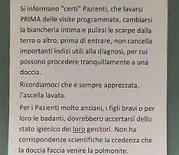 "Prima della visita lavatevi", primario si difende: &laquo;Era nell' interesse dei pazienti&raquo;