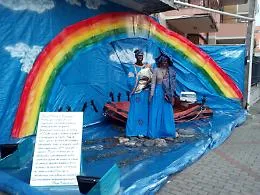 Nel presepe di Al&igrave; Terme Giuseppe e Maria sono due migranti