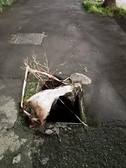 Catania: pericolosissimo tombino in via Vincenzo Giuffrida