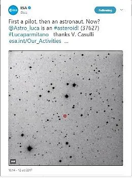 Luca Parmitano &egrave; ora (anche) il nome di un asteroide