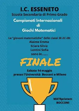 Tre studentesse dell'Ic Esseneto alle finali dei Giochi matematici di Milano