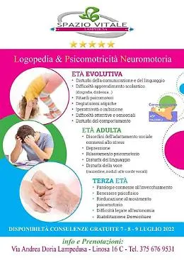 Lampedusa, consulenze gratuite per logopedia, psicomotricit&agrave; e neuromotoria