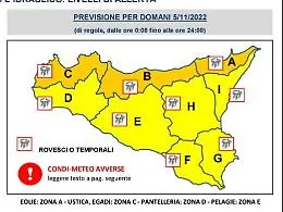 Maltempo in arrivo con piogge e vento, per la Sicilia ora l'allerta &egrave; arancione