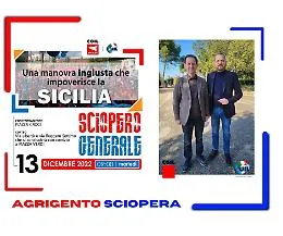 Uil e Cgil agrigentina in piazza a Palermo il 13 dicembre per lo sciopero generale