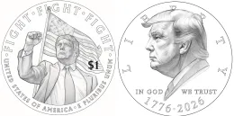 Il Tesoro Usa prepara una moneta da un dollaro con l'effigie di Trump e il motto &laquo;Fight! Fight! Fight!&raquo;