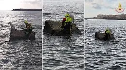 Un altro cagnolino  salvato dai vigili del fuoco in mezzo al mare: stavolta &egrave; successo a Siracusa