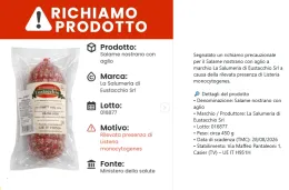Salame &ldquo;nostrano con aglio&rdquo; ritirato per Listeria: qual &egrave;, cosa sappiamo e cosa fare