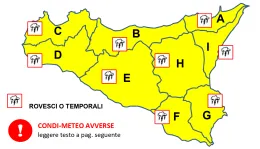 Maltempo, domani 4 febbraio allerta gialla in tutta la Sicilia. Piogge, venti di burrasca e mareggiate sulle coste