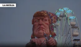 Carnevale storico di Sciacca: Atlante schiacciato, Trump al centro dell'inferno con Putin e Netanyahu