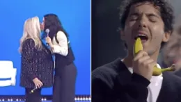 A "Domenica in"  Sal Da Vinci inciampa,  bacio tra Levante e Mara 
