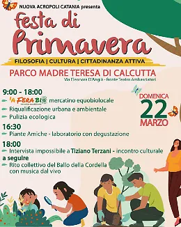 Domenica 22 marzo: festa di primavera al parco Madre Teresa di Calcutta con Nuova Acropoli Catania