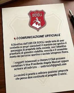 Svolta Scicli calcio, annunciato il mandato per il passaggio di propriet&agrave;