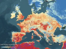 L'ondata di caldo fotografata da Sentinel-3: Italia e gran parte dell'Europa in rosso