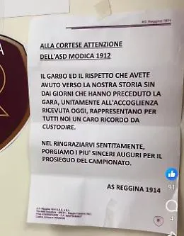 Dopo Modica-Reggina a trionfare &egrave; il fair play e il rispetto
