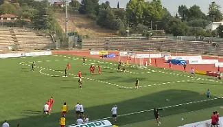 L'esultanza di Alagna dopo il primo gol