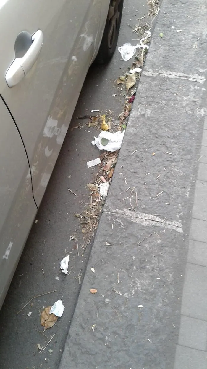 Sporcizia perenne lungo i marciapiedi di Via Quieta a Catania