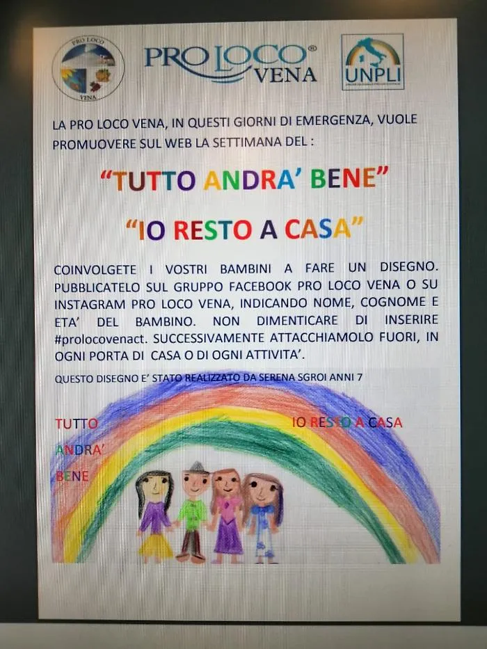 Piedimonte Etneo (Ct): "Tutto andr&agrave; bene" iniziativa della Pro loco di Vena