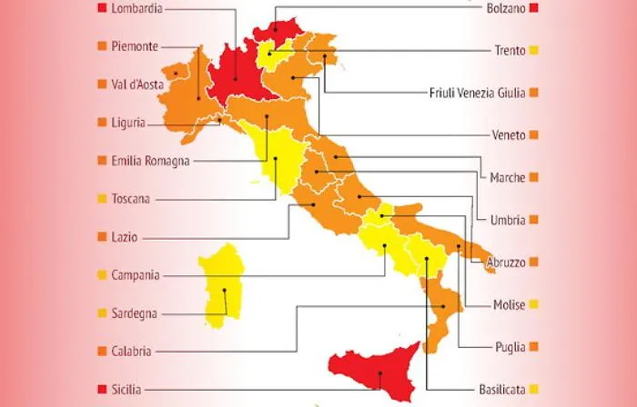 Le zone (quasi) rosse di un Paese malato grave