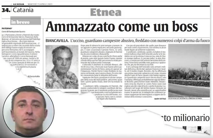 Il ritaglio di giornale dell'omicidio del 2003 e il condannato Salvatore FallicaGaetano Parisi