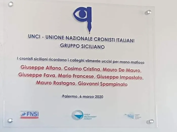 Targa a Palermo per ricordare gli otto giornalisti siciliani uccisi dalla mafia