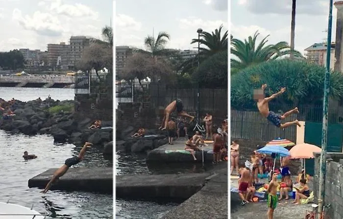 Il tuffo da paura a San Giovanni li Cuti scatena sui social la lisc&igrave;a catanese