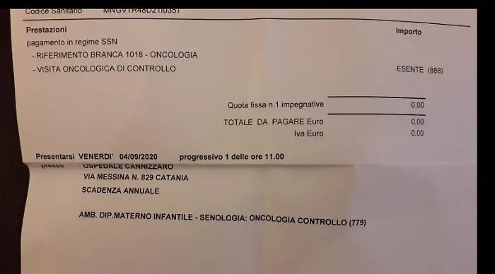 Catania: "Controllo oncologico? Ci vediamo a settembre 2020"