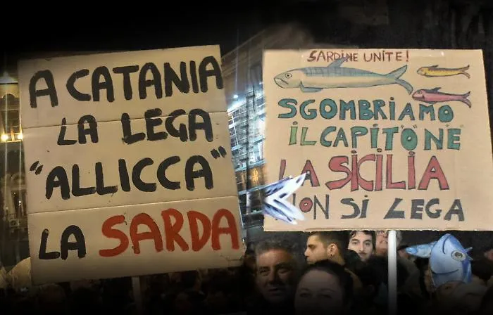 Dentro il &ldquo;banco&rdquo; delle sardine catanesi: antifasciste ma non solo, anche antimafia 