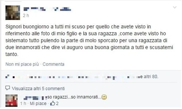 Il figlio imbratta muro per la sua fidanzata Il padre si scusa e ripulisce tutto