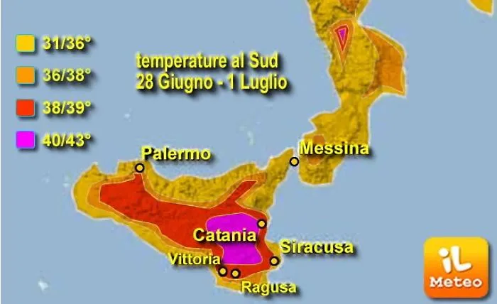 Caldo record in Sicilia fino a domenica: a Catania temperature incandescenti