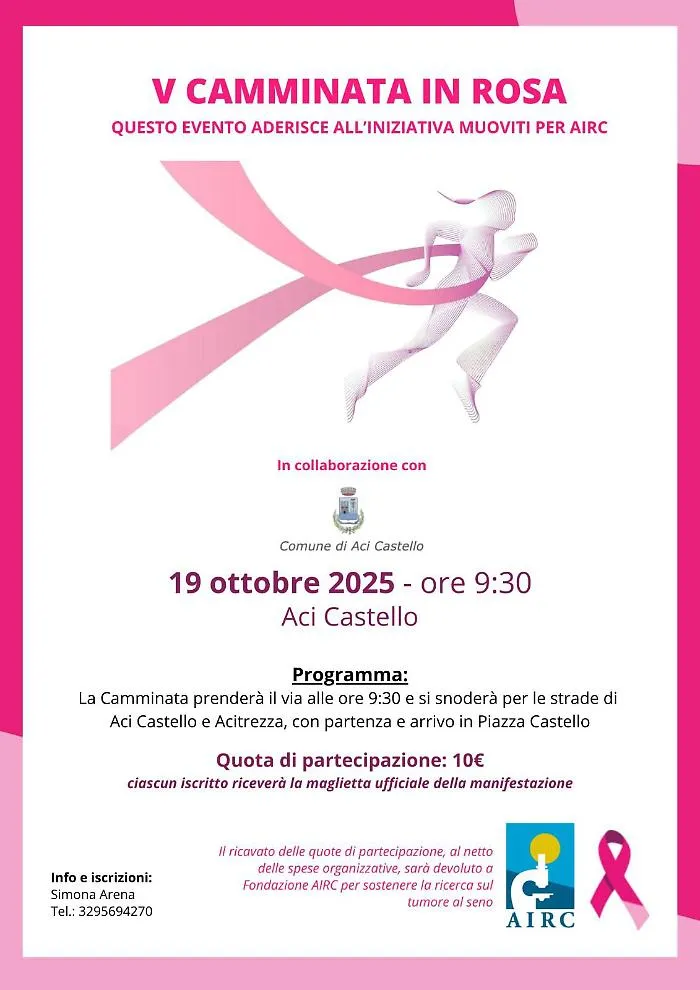 5&ordf; Camminata in Rosa a sostegno di Fondazione AIRC