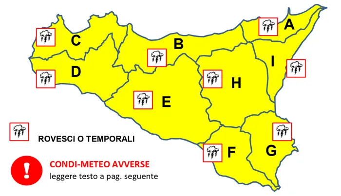 Maltempo, domani 4 febbraio allerta gialla in tutta la Sicilia. Piogge, venti di burrasca e mareggiate sulle coste