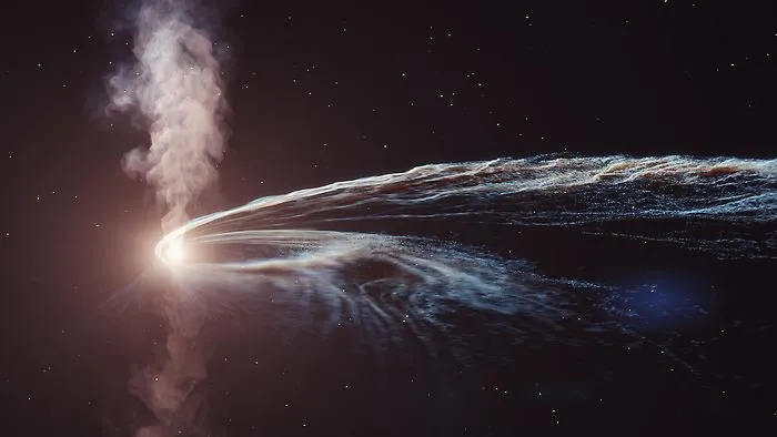 Un getto che non finisce mai: il buco nero che &ldquo;rutta&rdquo; energia da record, fino a 100 mila miliardi di Morte Nera