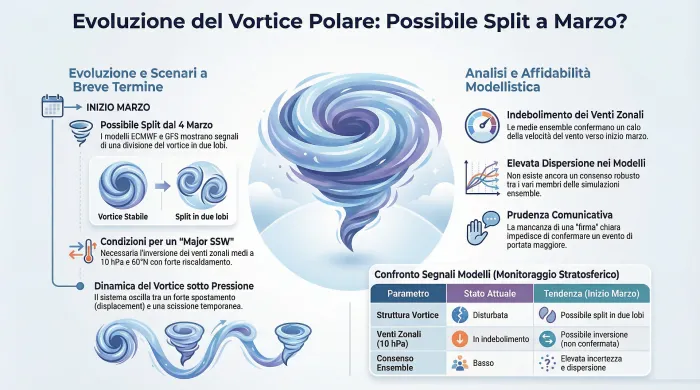 Il vortice polare sta per spazzarsi? Se succede a marzo ci sar&agrave; un'ondata di gelo 