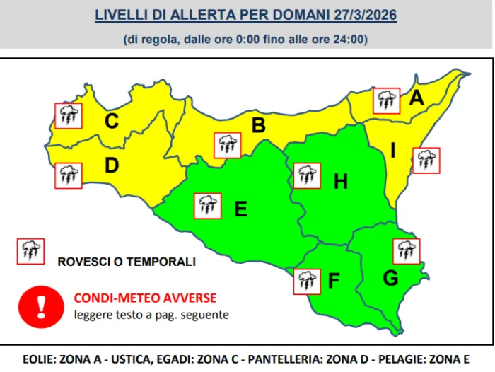 Un'altra giornata di allerta gialla in Sicilia: temperature in picchiata, neve in collina e forte vento