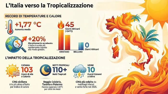 Catania la citt&agrave; pi&ugrave; afosa d'Italia, ma la Sicilia vince per vivibilit&agrave; climatica