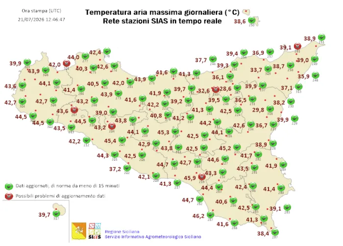 In Sicilia il termometro supera i 46 gradi