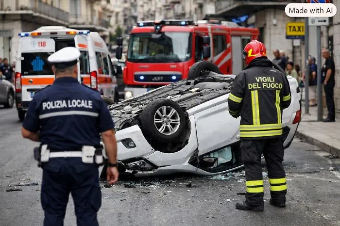 Ragusa, auto si ribalta in corso Vittorio Veneto: feriti due turisti stranieri