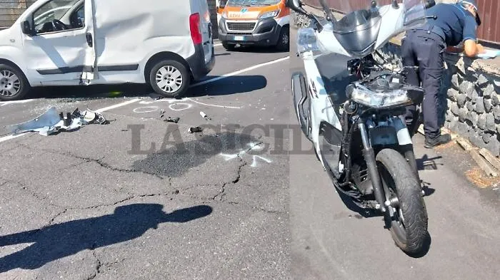 Mascalucia, scontro tra un furgone e uno scooter: il centauro &egrave; grave