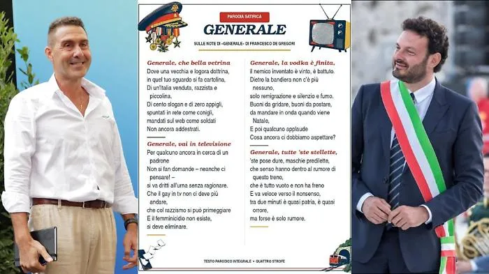 Il sindaco di Siracusa dedica a Vannacci una rivisitazione di "Generale" di De Gregori