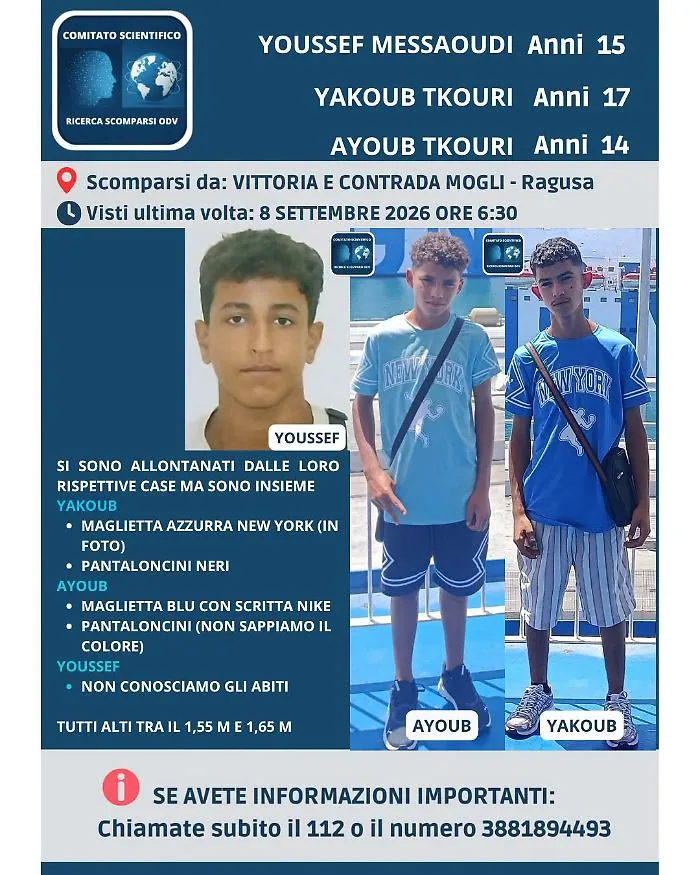 Appello per tre ragazzini scomparsi dalla provincia di Ragusa