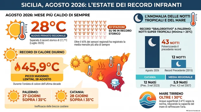 Agosto il mese pi&ugrave; caldo di sempre anche in Sicilia, Catania e Palermo da record per notti tropicali