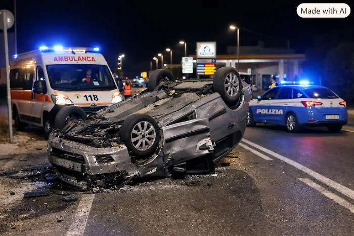 Auto si ribalta nel primo tratto della Ragusa mare