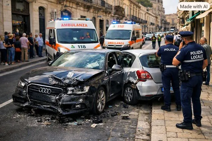 Modica, perde il controllo dell'auto nel centrale corso Umberto: due feriti in ospedale