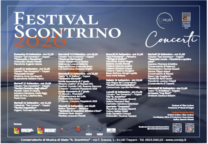 Festival Scontrino 2026: tradizione, ricerca e nuovi linguaggi musicali a Trapani, Petrosino e Valderice
