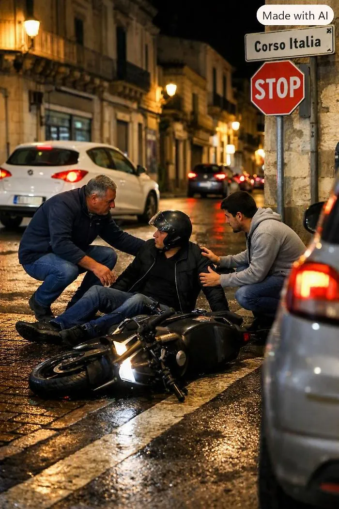 Ragusa, una caduta in modo e due modi opposti di stare sulla strada