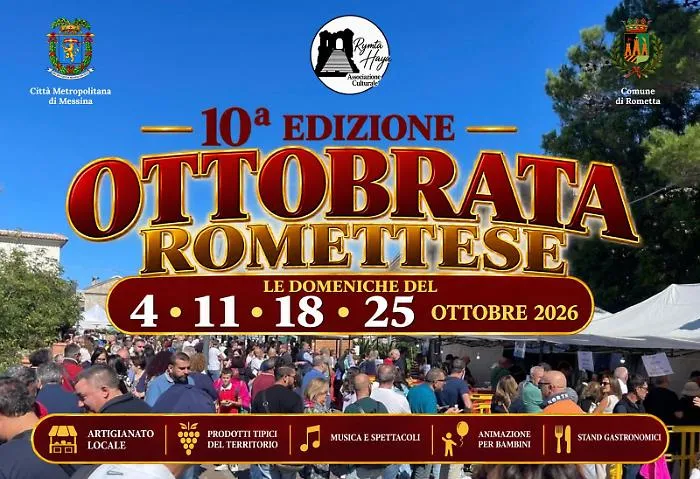 Ottobrata Romettese a Rometta Superiore: quattro domeniche,4, 11, 18 e 25 ottobre, per celebrare dieci anni di gusto, musica e tradizione