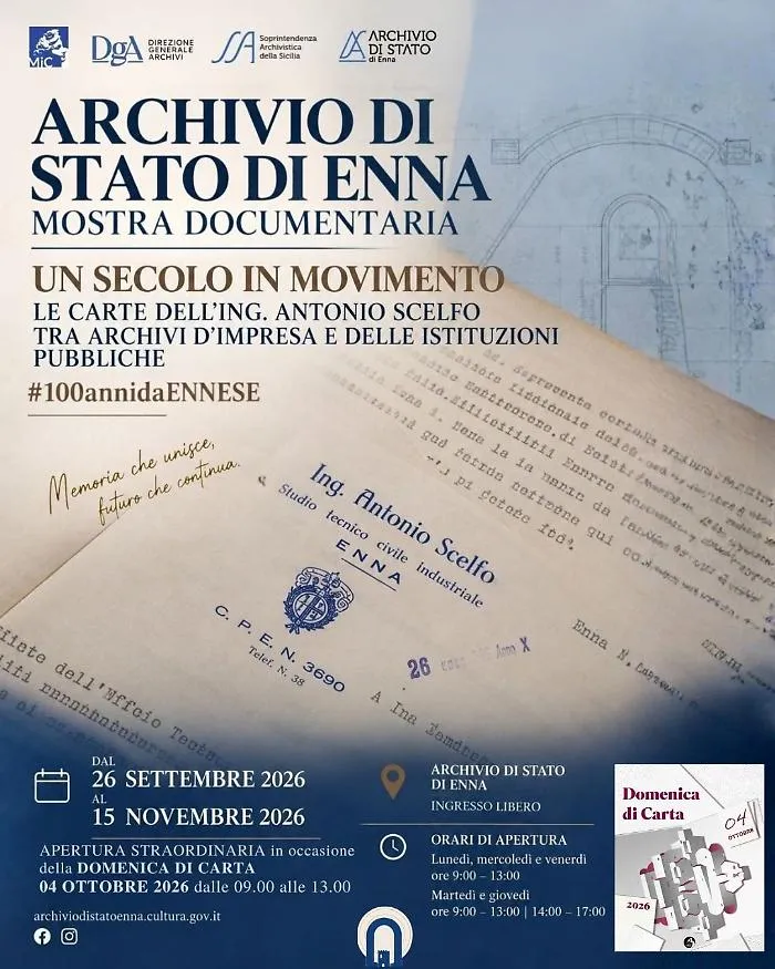Un secolo in movimento: le carte dell'Ing. Antonio Scelfo all'Archivio di Stato di Enna