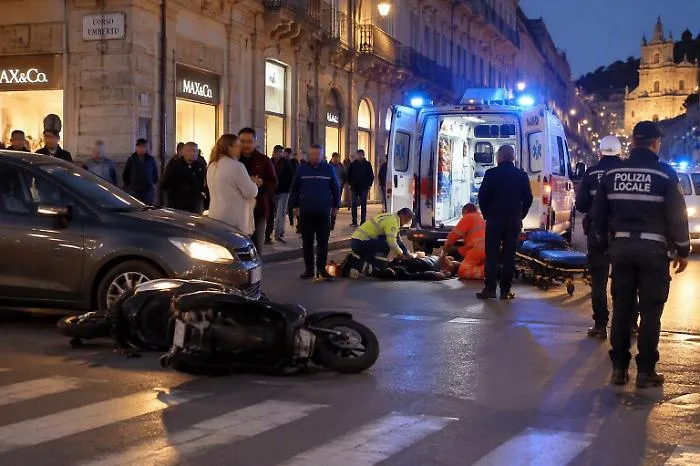 Paura in corso Umberto a Modica, scooter travolge una coppia di pedoni